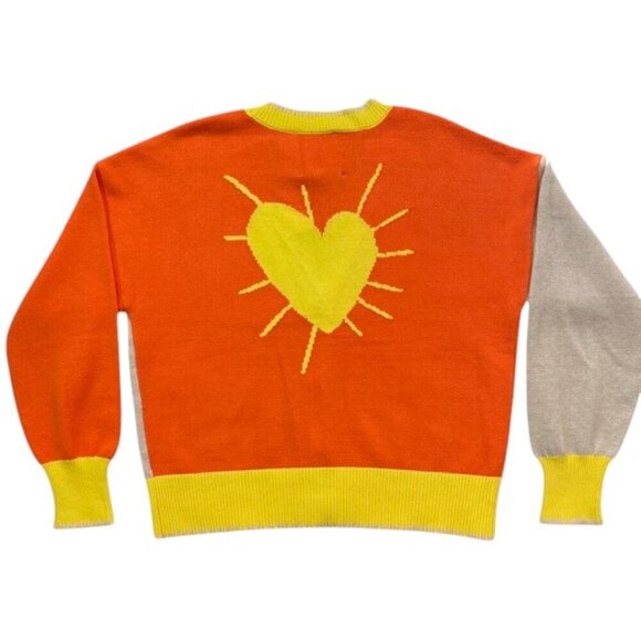 XOKR Kerri Rosenthal Heart Sunshine Color Block Cardigan V Neck Long Sleeves Med - Picture 13 of 14